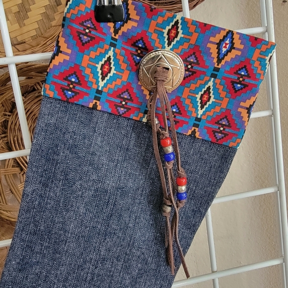 Southwestern Western Denim Christmas Stockings - Picture 3 of 4